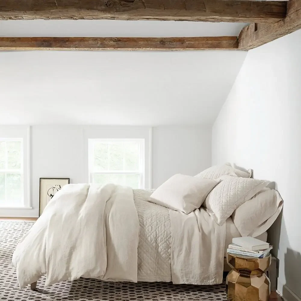 PINE CONE HILL WASHED 100% LINEN QUILTED NATURAL EURO SHAM